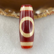 Natural Powerful Tibetan Old Oily Red White Agate One Eye Fire Sign Dzi Bead Heavenly Master (Tian Zhu) 一眼火天珠 10.71g 37.6 by 13.4mm - Huangs Jadeite and Jewelry Pte Ltd