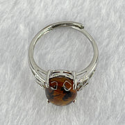 Natural Cognac Amber in S925 Sliver Ring (Adjustable Size) 2.11g 12.7 by 9.0 by 4.5mm - Huangs Jadeite and Jewelry Pte Ltd