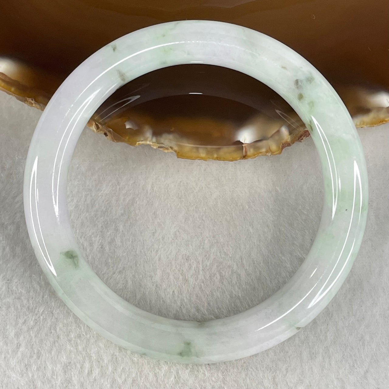 Type A Light Green Light Lavender with Green piao Hua Floral Jadeite Bangle 49.06g Inner Diameter 56.6mm 9.8 by 10.1mm (Slight Internal Line) - Huangs Jadeite and Jewelry Pte Ltd