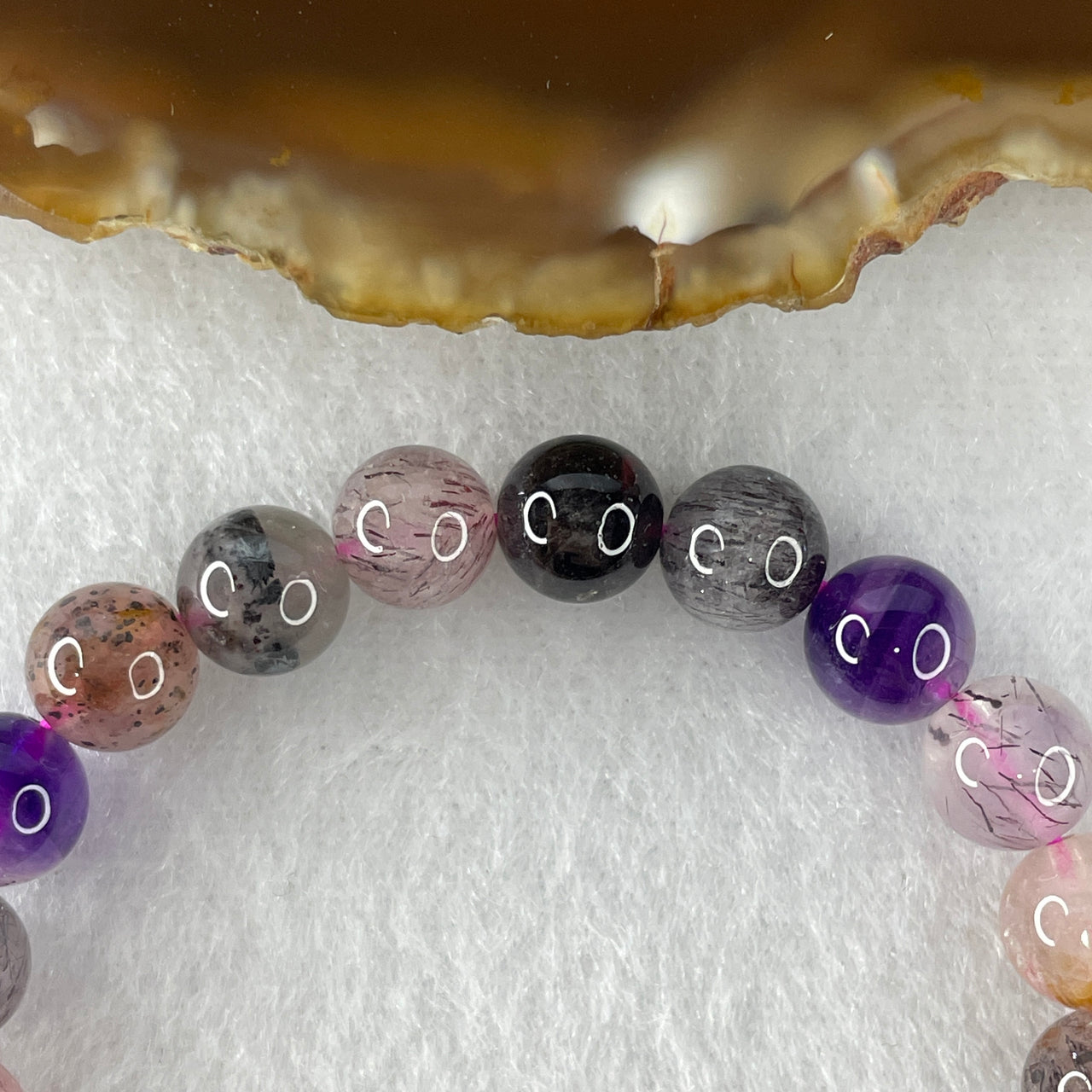 Certified Above-Average Grade Natural Super 7 Crystal Beads Bracelet | Fluid High-Clarity Elegant Strand | Authentic Sacred Seven Multi-Mineral Inclusions Quartz Spiritual Catalyst & Auric Shield Bracelet (15.01g | 15.5cm Length | 7.8mm | 24 Beads)