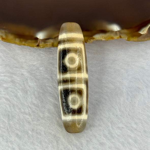 Natural Powerful Tibetan Old Oily Agate 4 Eyes Dzi Bead Heavenly Master (Tian Zhu) 四眼天诛 12.19g 46.9 by 13.1mm - Huangs Jadeite and Jewelry Pte Ltd