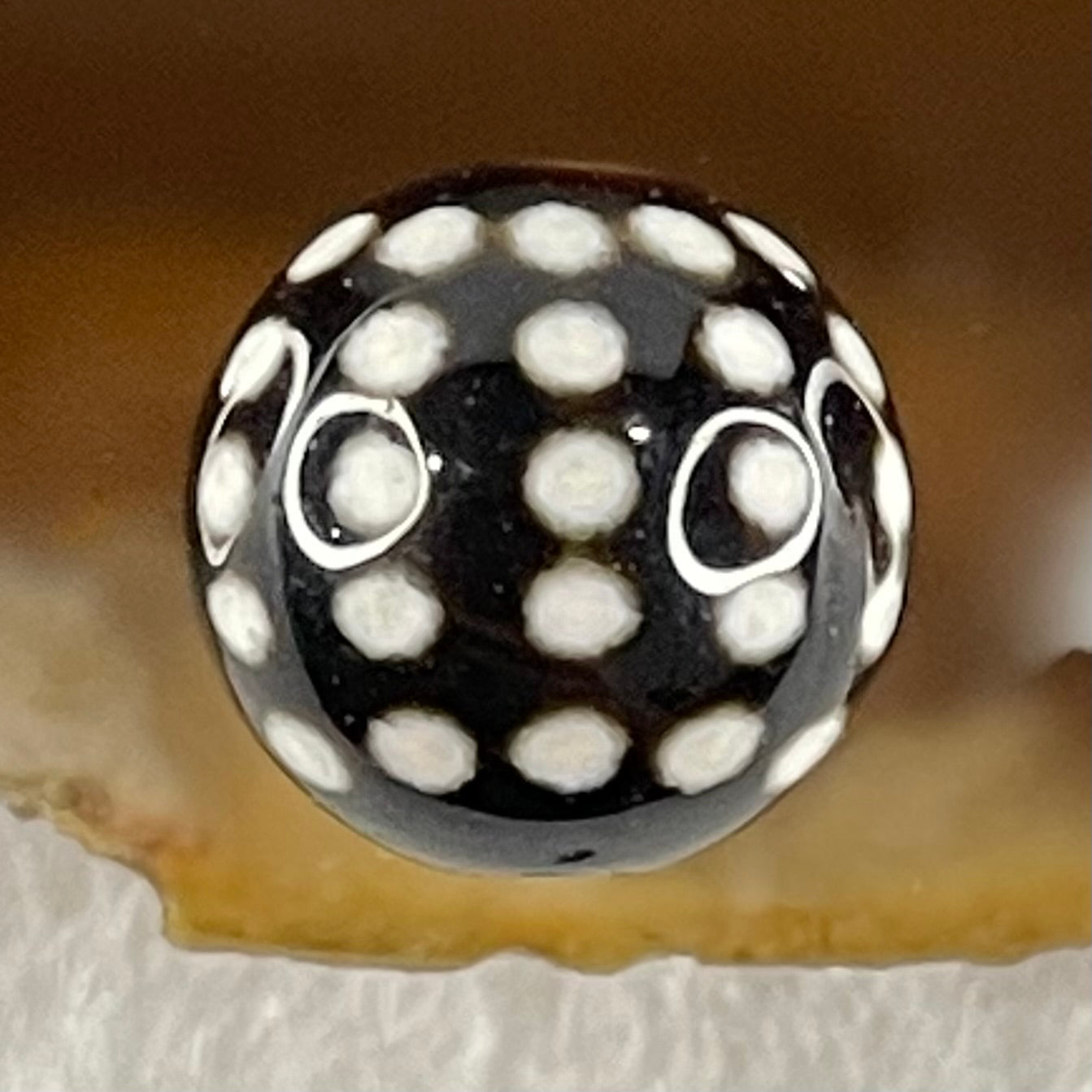 Natural Powerful Tibetan Old Oily Agate 50 Eyes Dzi Bead Heavenly Master (Tian Zhu) 五十眼天诛 1.47g 10.2 by 10.4mm - Huangs Jadeite and Jewelry Pte Ltd