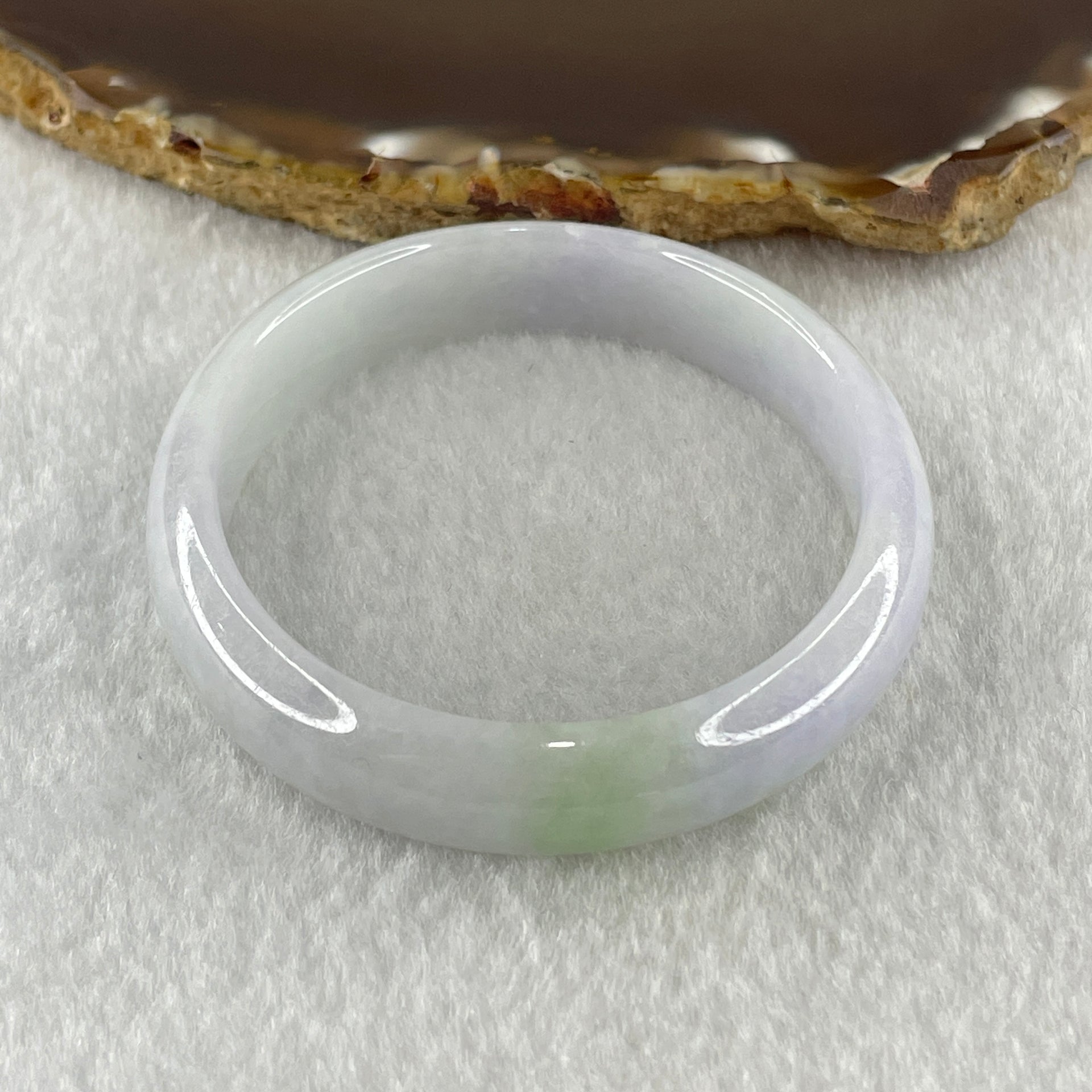 Natural Type A Light Lavender Light Green Jadeite Oval Bangle 30.82g Inner Diameter 54.5mm 11.5 by 6.4mm (Slight External Line) - Huangs Jadeite and Jewelry Pte Ltd