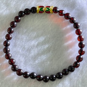 Natural Dark Blood Red Amber Beads Bracelet 天然血珀手链 3.93g 15cm 5.3mm 32 Beads - Huangs Jadeite and Jewelry Pte Ltd