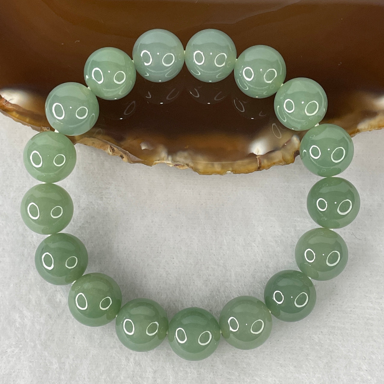Certified Type A Jelly Blueish-Green Jadeite Investment Bracelet | Ultra-Translucent Liquid-Glass Beads | 100% Natural Grade A Fei Cui Masterpiece | 17-Bead Sovereign Alignment (49.52g | 12.0mm | 16cm)
