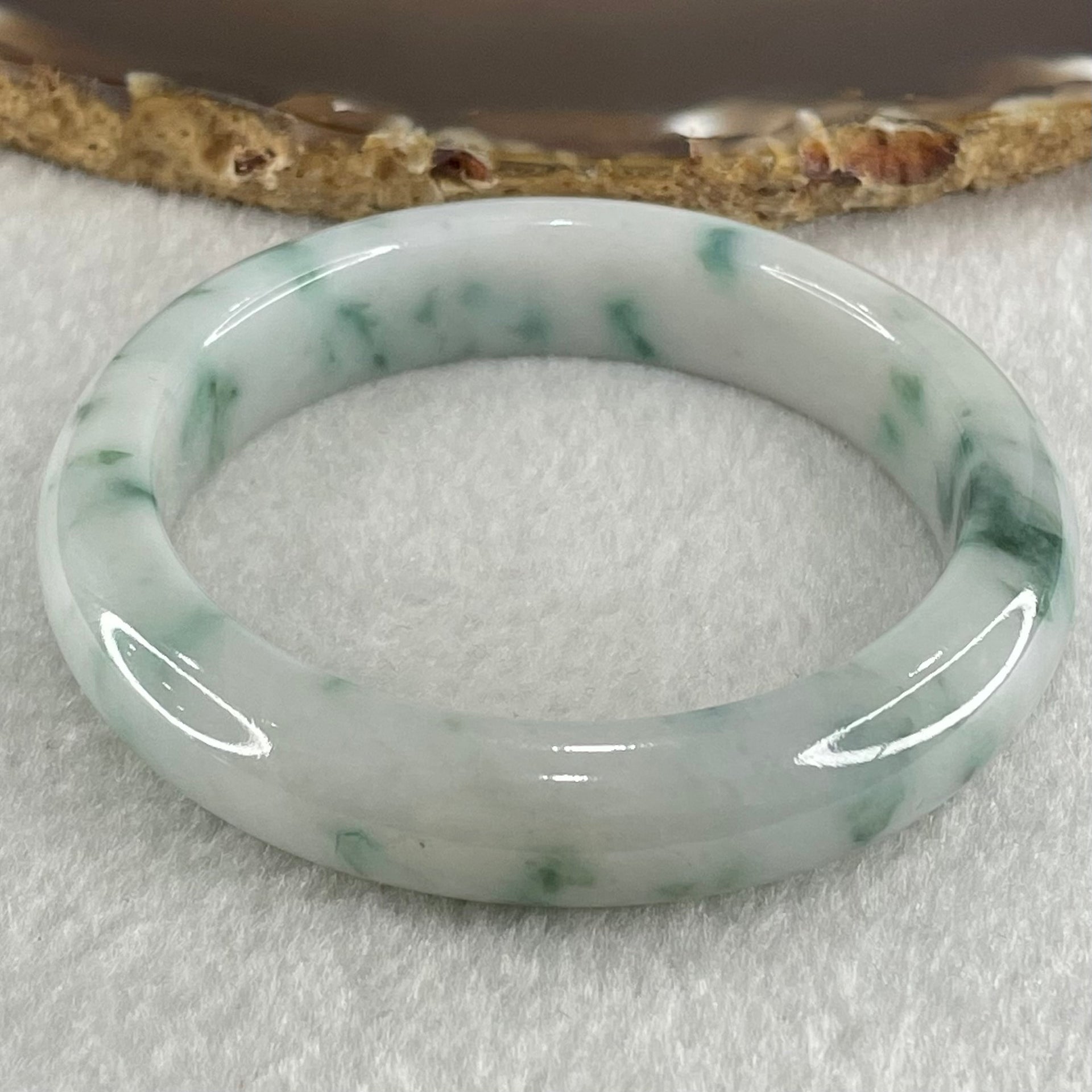 Type A Light Green Lavender with Blueish Green and Yellow Piao Hua Jadeite Bangle 49.56g Internal Diameter 52.5mm 11.7 by 8.2mm (Very Slight Internal Line) - Huangs Jadeite and Jewelry Pte Ltd