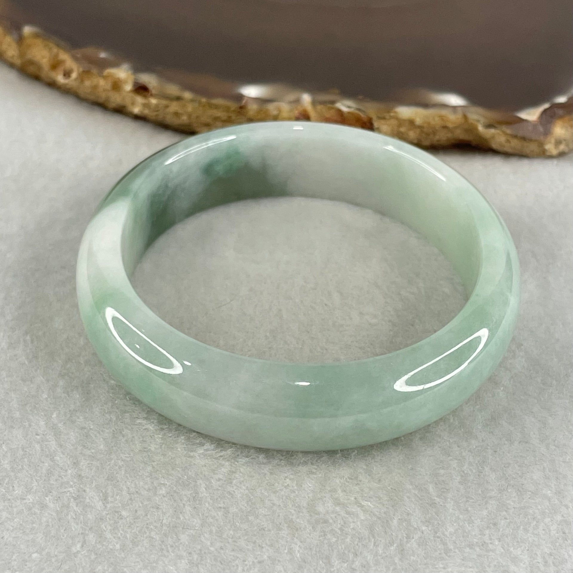 Type A Light Blueish Green with Blueish Green Oval Jadeite Bangle 40.32g Inner Diameter 53.3mm 12.8 by 6.6mm (Close to Perfect) - Huangs Jadeite and Jewelry Pte Ltd