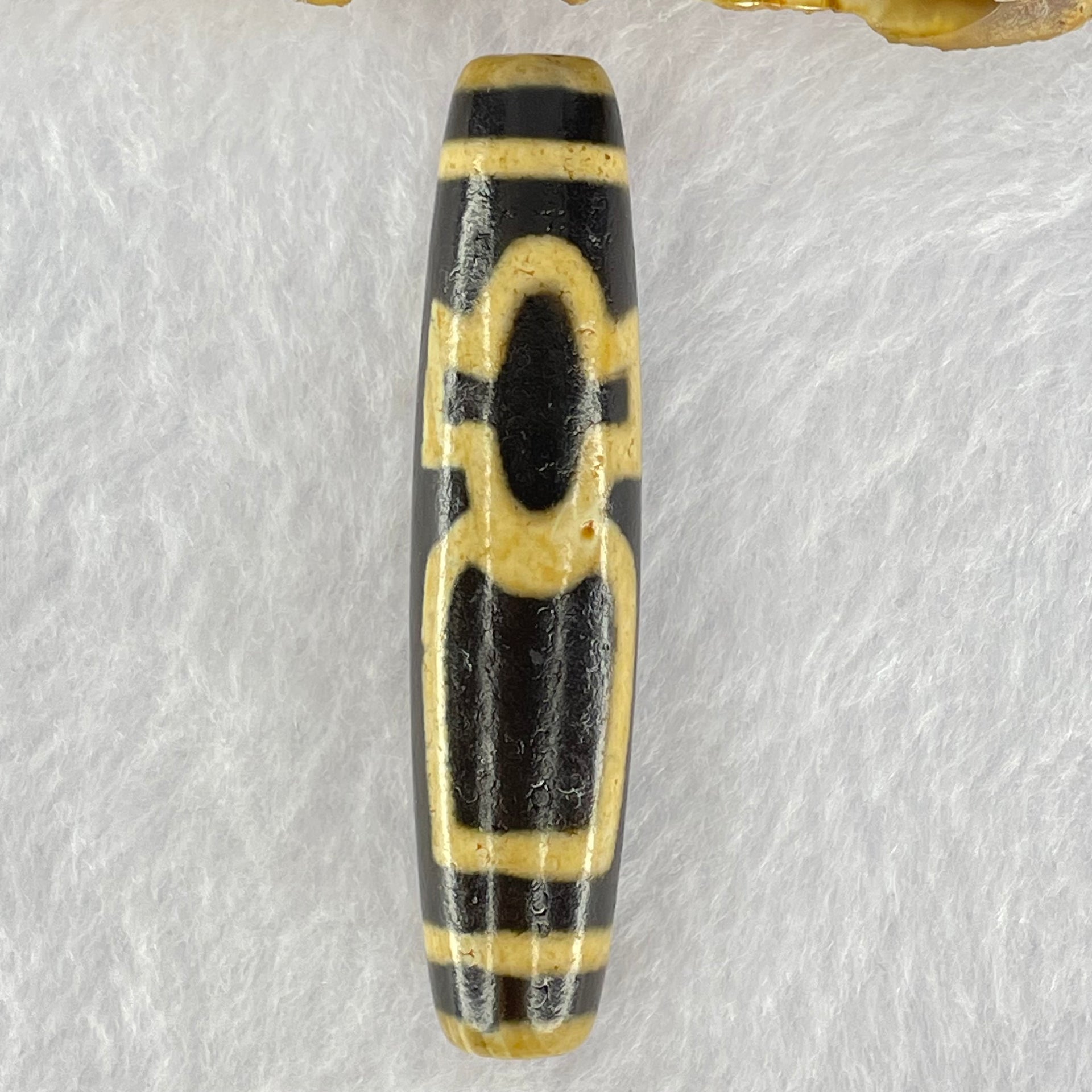 Natural Powerful Tibetan Old Oily Agate Cai Shen with Moon Sun Star Dzi Bead Heavenly Master (Tian Zhu) 财神长天珠 16.46g 57.9 by 13.5mm - Huangs Jadeite and Jewelry Pte Ltd