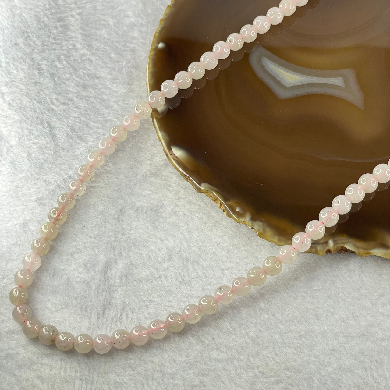 Type A Semi Icy Lavender Jadeite 108 beads necklace 7.1mm 61.67g - Huangs Jadeite and Jewelry Pte Ltd