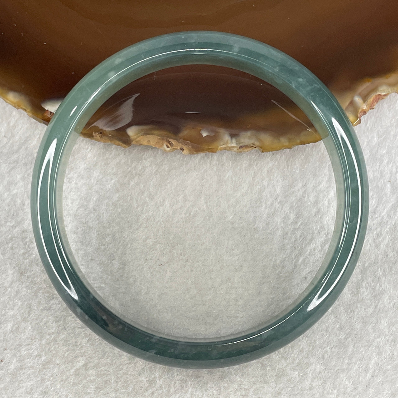 Certified Type A Semi Icy Blueish Green Jadeite Bangle 39.74g inner diameter 59.3mm 12.1 by 6.1mm (Close to Perfect) - Huangs Jadeite and Jewelry Pte Ltd