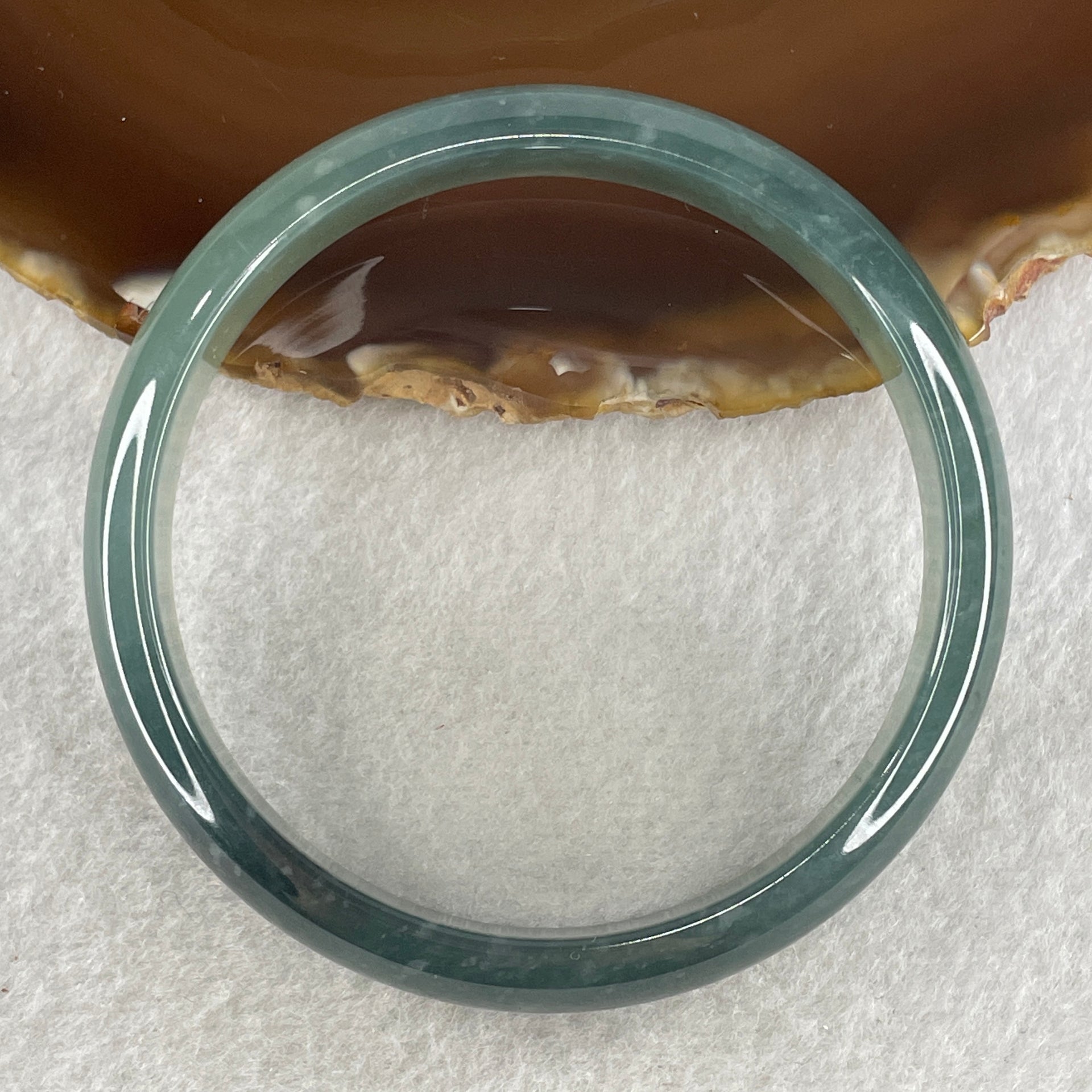 Certified Type A Semi Icy Blueish Green Jadeite Bangle 39.74g inner diameter 59.3mm 12.1 by 6.1mm (Close to Perfect) - Huangs Jadeite and Jewelry Pte Ltd