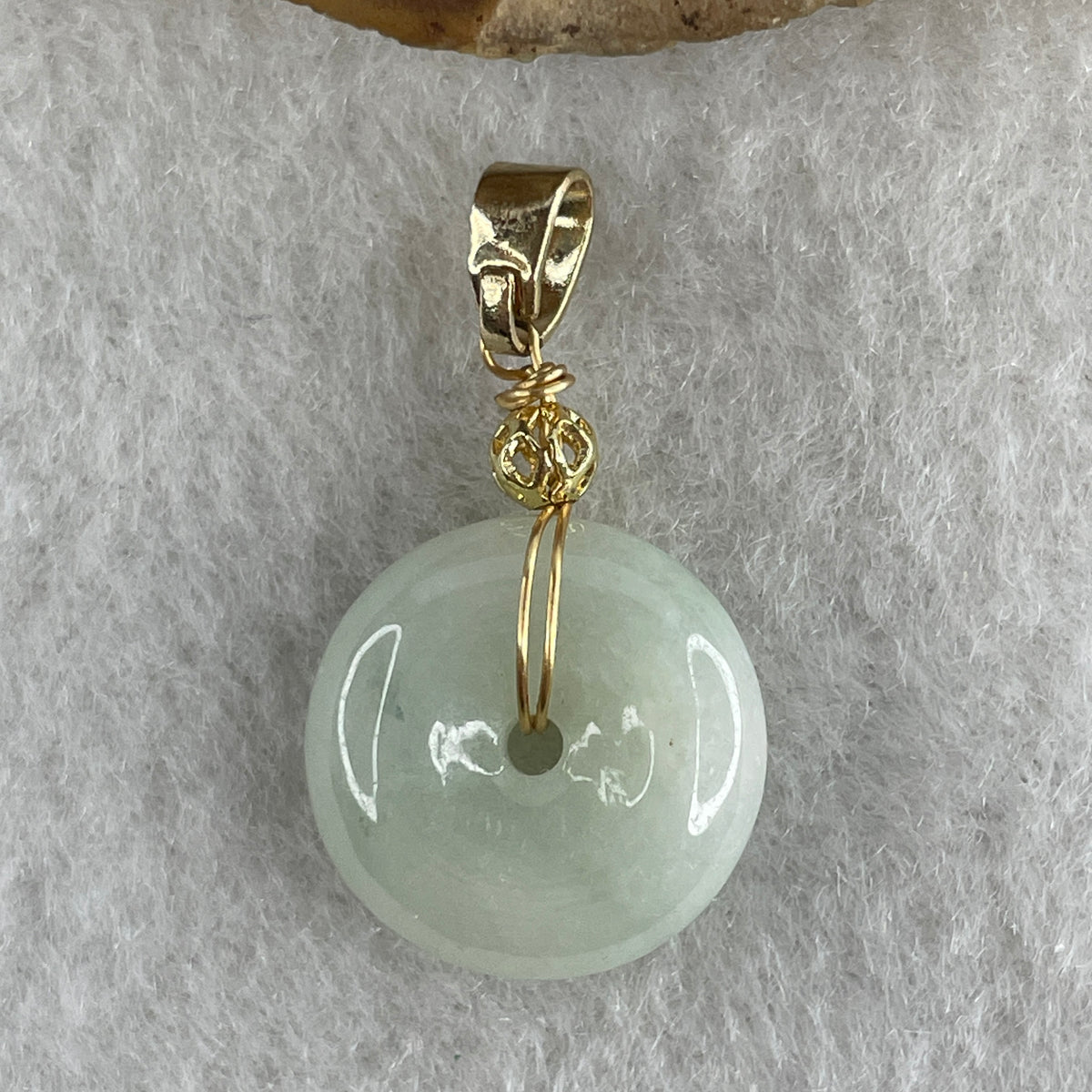 Natural Type A Light Green Jadeite Ping An Kou Pendant | 16mm Plump Jade Peace Disc Talisman (3.12g | 16.0 x 5.4mm) - Huangs Jadeite and Jewelry Pte Ltd