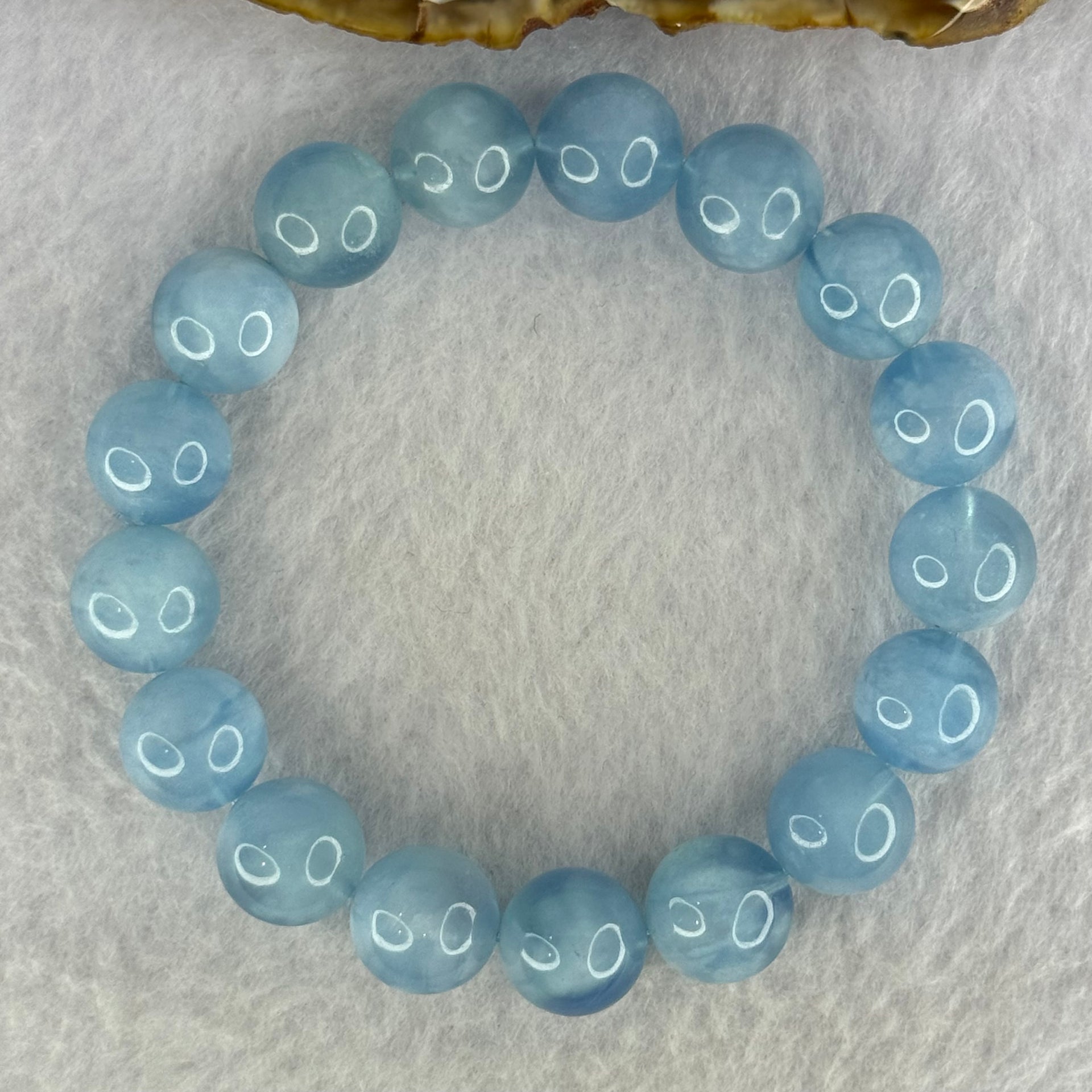 Natural Aquamarine Beads Bracelet 47.55g 19cm 12.8mm 17 Beads - Huangs Jadeite and Jewelry Pte Ltd