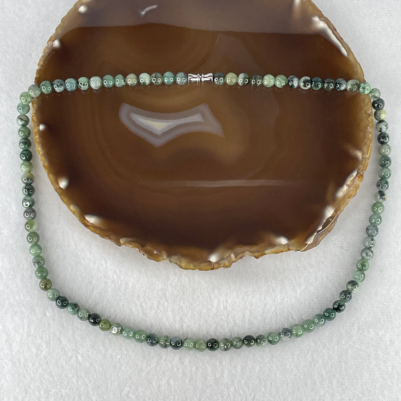 Natural Type A Green & Blueish Green Jadeite Beads Necklace | 100% Untreated Water-Tone Strand | Fine Fei Cui Statement Jewelry (30.82g | 50cm | 6.0mm | 89 Beads)