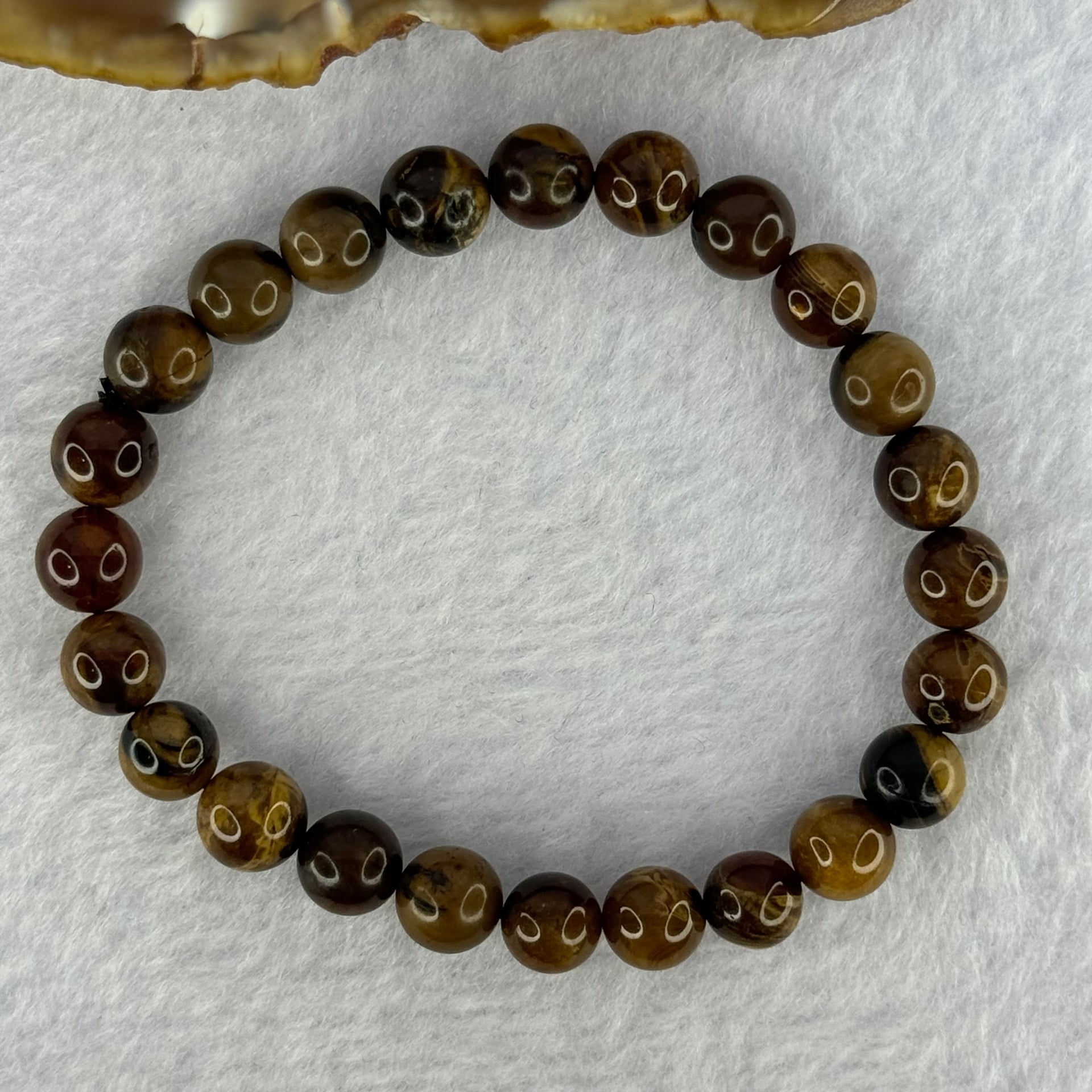 Natural Brown Amber Beads Bracelet 5.77g 7.9 15cm 7.9mm 24 Beads - Huangs Jadeite and Jewelry Pte Ltd