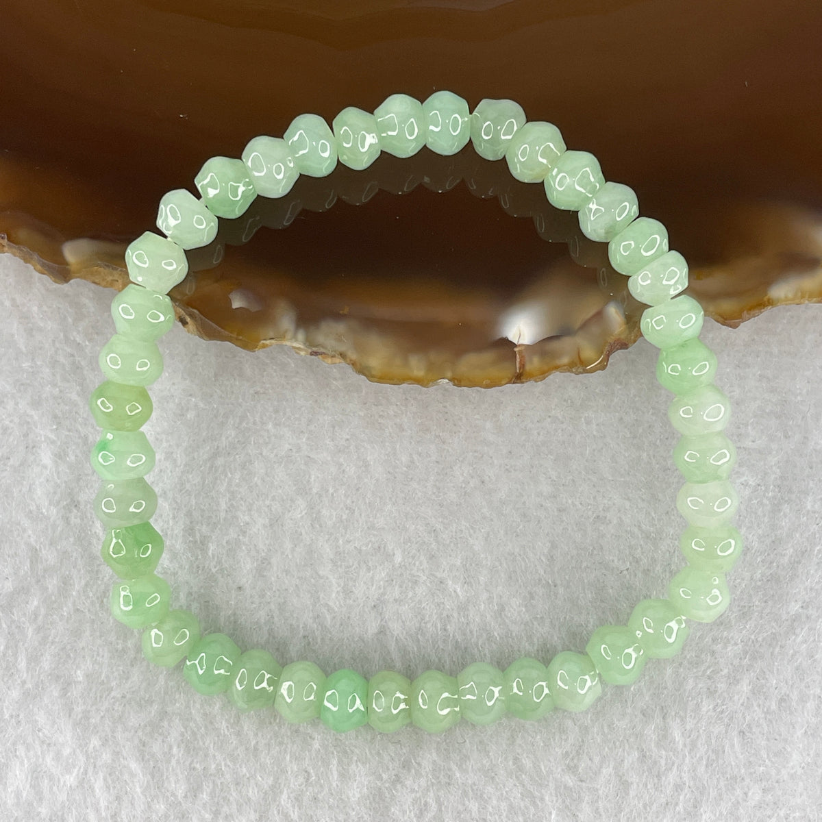 Natural Type A Green Jadeite Abacus Beads Bracelet | 15.5cm Strand of 40 Beads 5.8mm (10.87g | Strategic Wealth, Precision Prosperity & Heart Harmony)