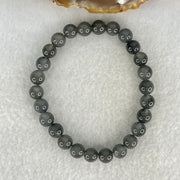 Good Grade Natural Grey Rabbit Hair Rutilated Quartz Beads Bracelet 12.79g 15.5cm 7.3mm 26 Beads - Huangs Jadeite and Jewelry Pte Ltd