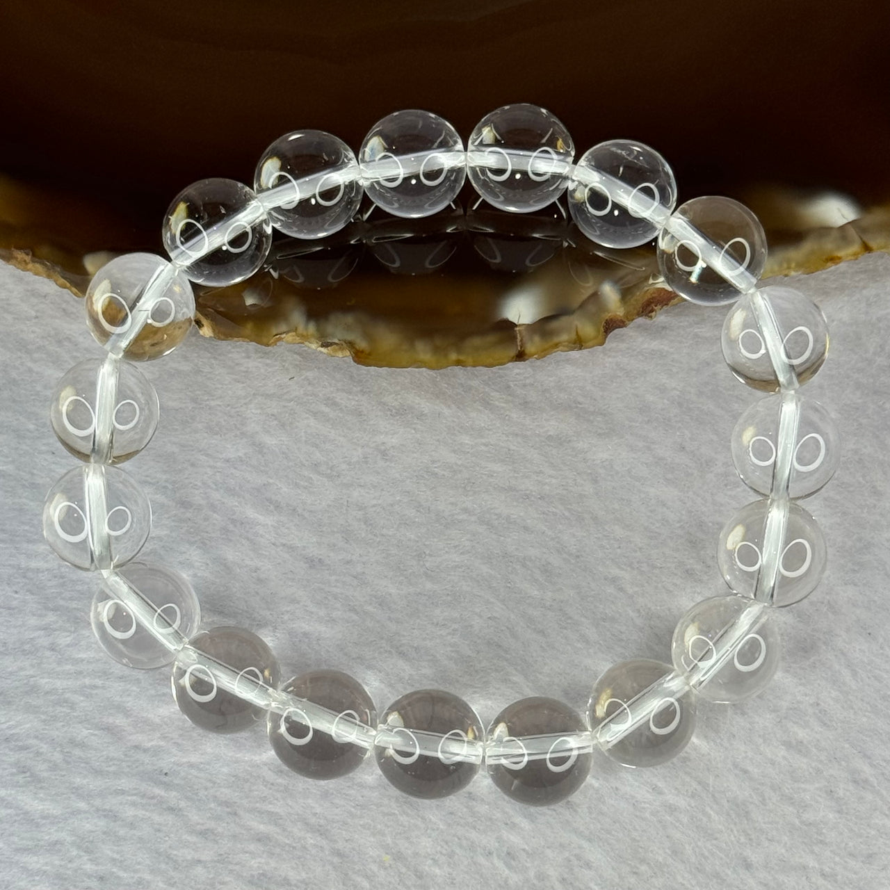 Natural Clear Quartz Bracelet 天然白水晶手链 30.28g 17cm 10.6mm 19 Beads - Huangs Jadeite and Jewelry Pte Ltd