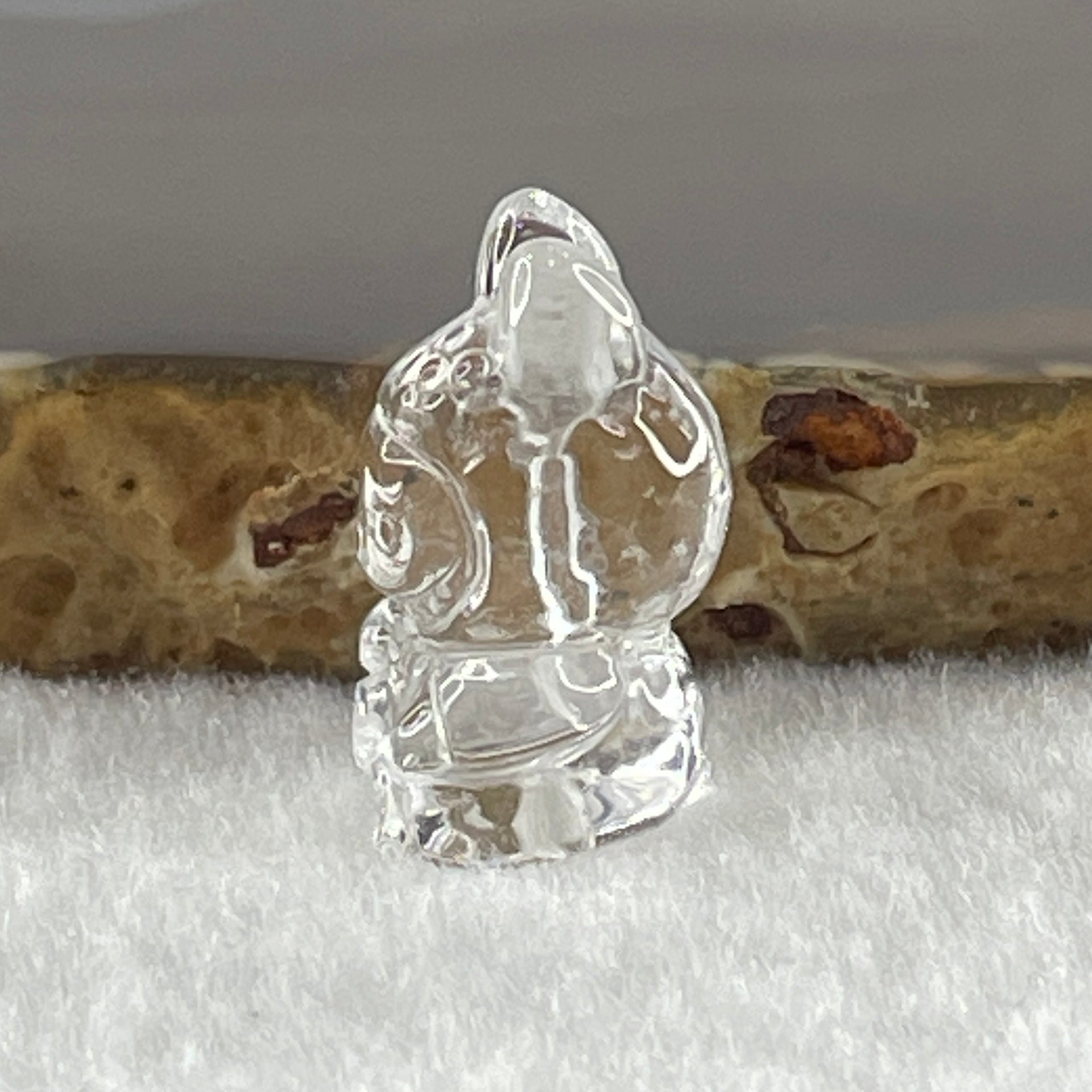 Natural Clear Quartz Labubu Charm Display 3.68g 19.2 by 12.5 by 11.3mm - Huangs Jadeite and Jewelry Pte Ltd