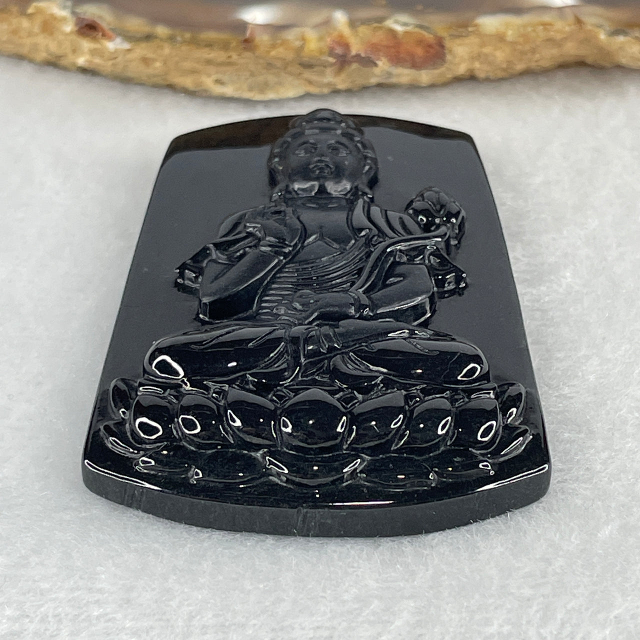 Protection, Peace and Compassion - Certified Natural Type A Black Omphacite Jadeite Guan Yin Pendant 24.16g 59.2 by 40.7 by 9.3mm