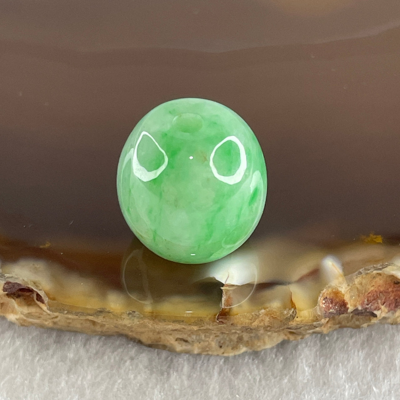 Certified Natural Type A Apple Green Jadeite Lulutong Charm Pendant 3.97g 12.8 by 13.1mm - Huangs Jadeite and Jewelry Pte Ltd