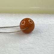 Type A Brownish Red Jadeite Bead with S925 Sliver Necklace 6.10g 13.7mm - Huangs Jadeite and Jewelry Pte Ltd