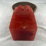 Red Cherry Quartz Dragon Seal Display 1,389.7g 73.2 by 72.9 by 151.0mm - Huangs Jadeite and Jewelry Pte Ltd