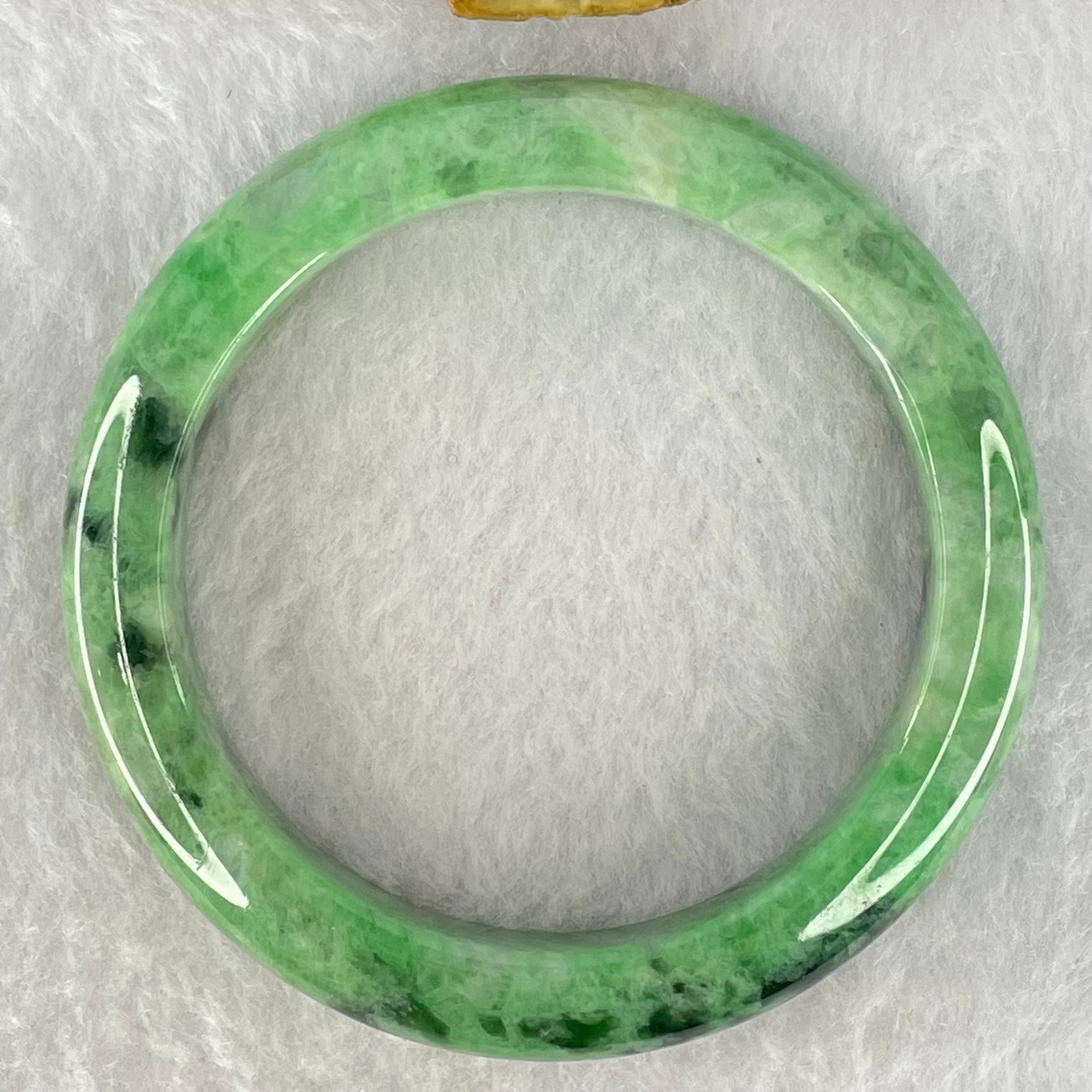 Type A Spicy Green With Dark Green Piao Hua Jadeite Bangle Internal Diameter 56.3mm 58.27g 11.9 by 9.0mm (Close to Perfect) - Huangs Jadeite and Jewelry Pte Ltd