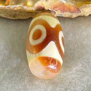 Natural Powerful Tibetan Old Oily Agate 3 Eyes Dzi Bead Heavenly Master (Tian Zhu) 三眼天诛 3.36g 19.9 by 10.6mm - Huangs Jadeite and Jewelry Pte Ltd