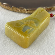Natural Type A Yellow Jadeite Shan Shui Scenic with Gui Ren Benefactor 99.67g 66.1 by 39.8 by 17.2mm (Burned) - Huangs Jadeite and Jewelry Pte Ltd