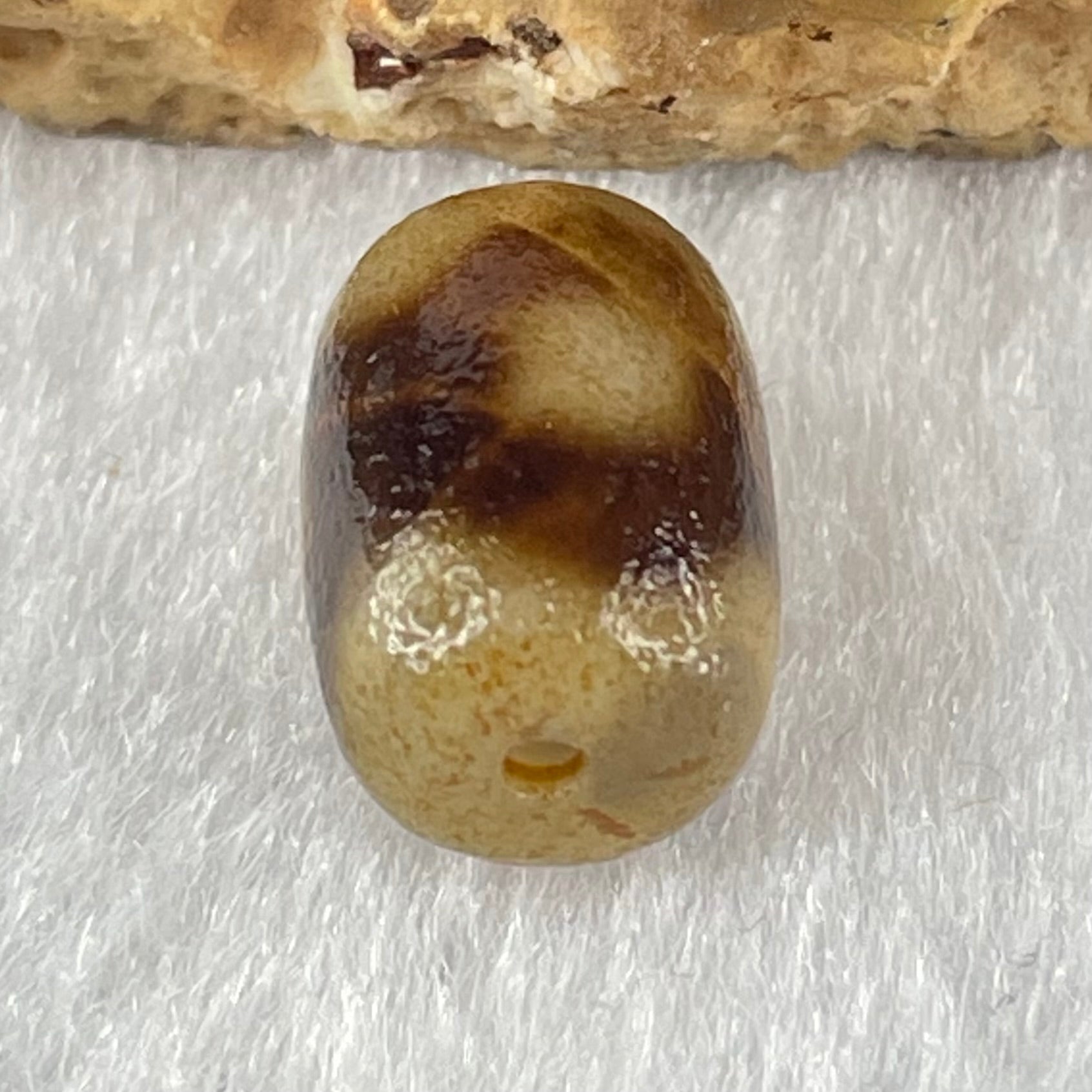 Natural Powerful Tibetan Old Oily Agate 3 Eyes Dzi Bead Heavenly Master (Tian Zhu) 三眼天诛 1.52g 12.0 by 8.7mm - Huangs Jadeite and Jewelry Pte Ltd