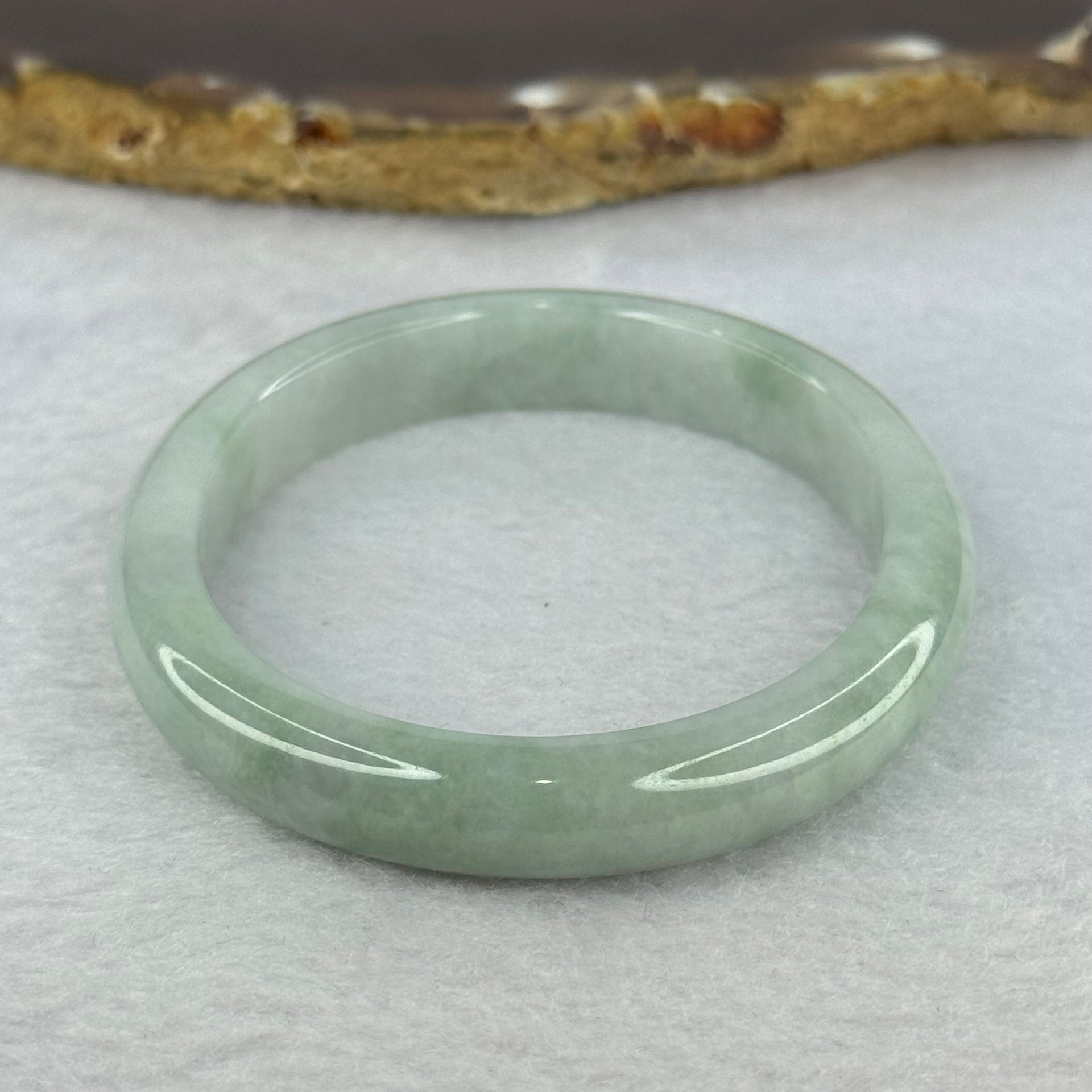 Type A Light Green with Lavender Jadeite Oval Bangle 28.33g Internal Diameter 52.1mm 9.5 by 6.5mm (Very Slight Internal Line) - Huangs Jadeite and Jewelry Pte Ltd