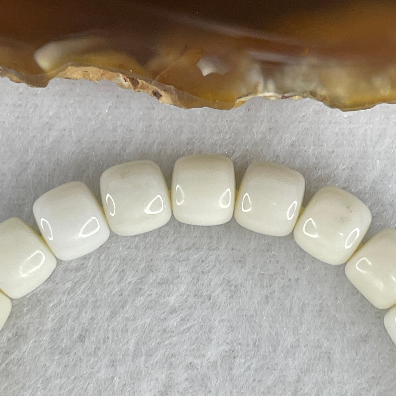 Certified Natural Nephrite Bracelet 17.60g - 7.5mm x 25 Beads - 14.5cm Length - Full White Grade A Untreated Nephrite Jade Jewelry