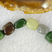 Natural Muti Color Serpentine Beads Bracelet 25.73g 15.5cm 8.5mm 19 Beads - Huangs Jadeite and Jewelry Pte Ltd