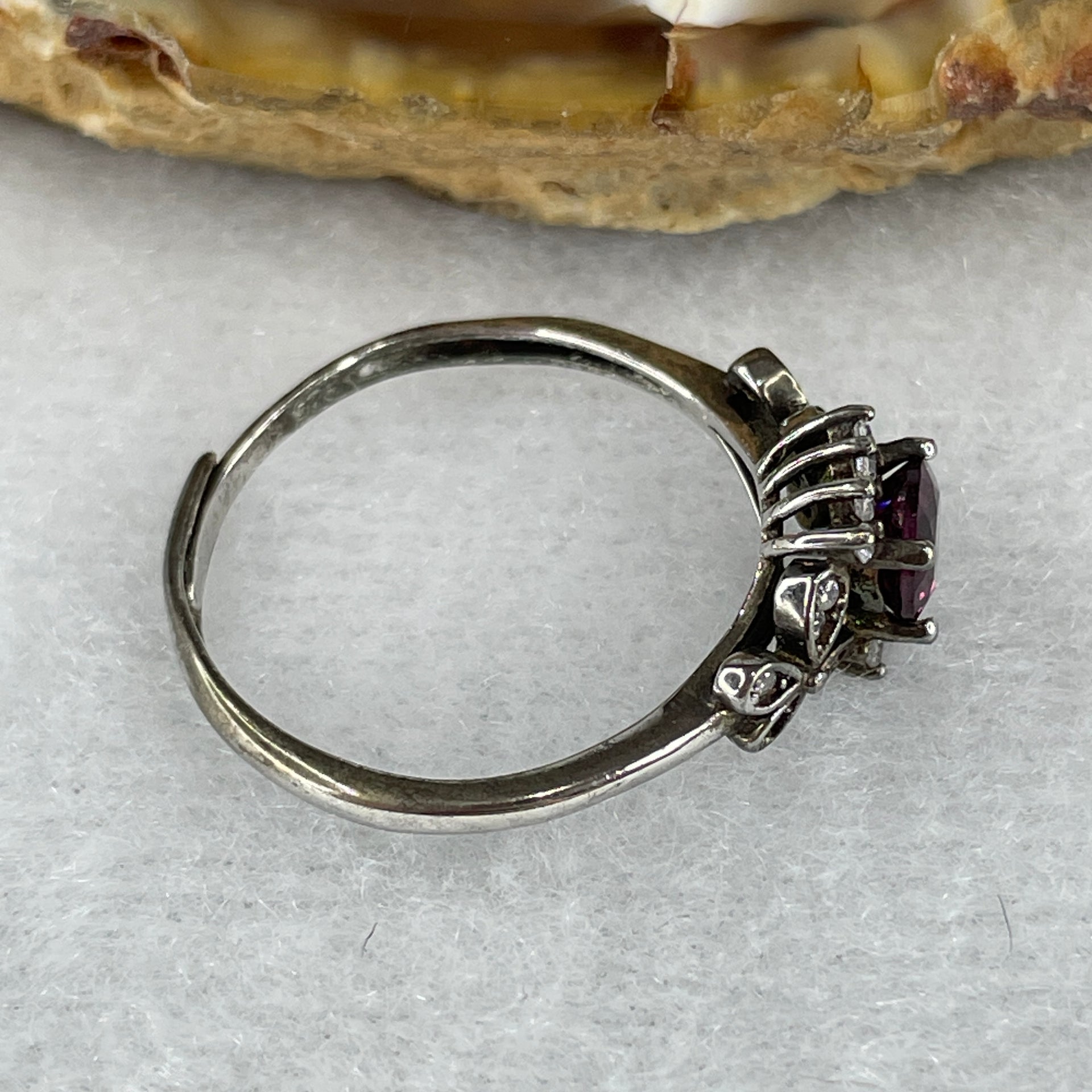 Natural Pink Cubic Zirconia Ring in S925 Sliver 1.53g 5.4 by 4.9 by 3.0mm (Adjustable Size) - Huangs Jadeite and Jewelry Pte Ltd