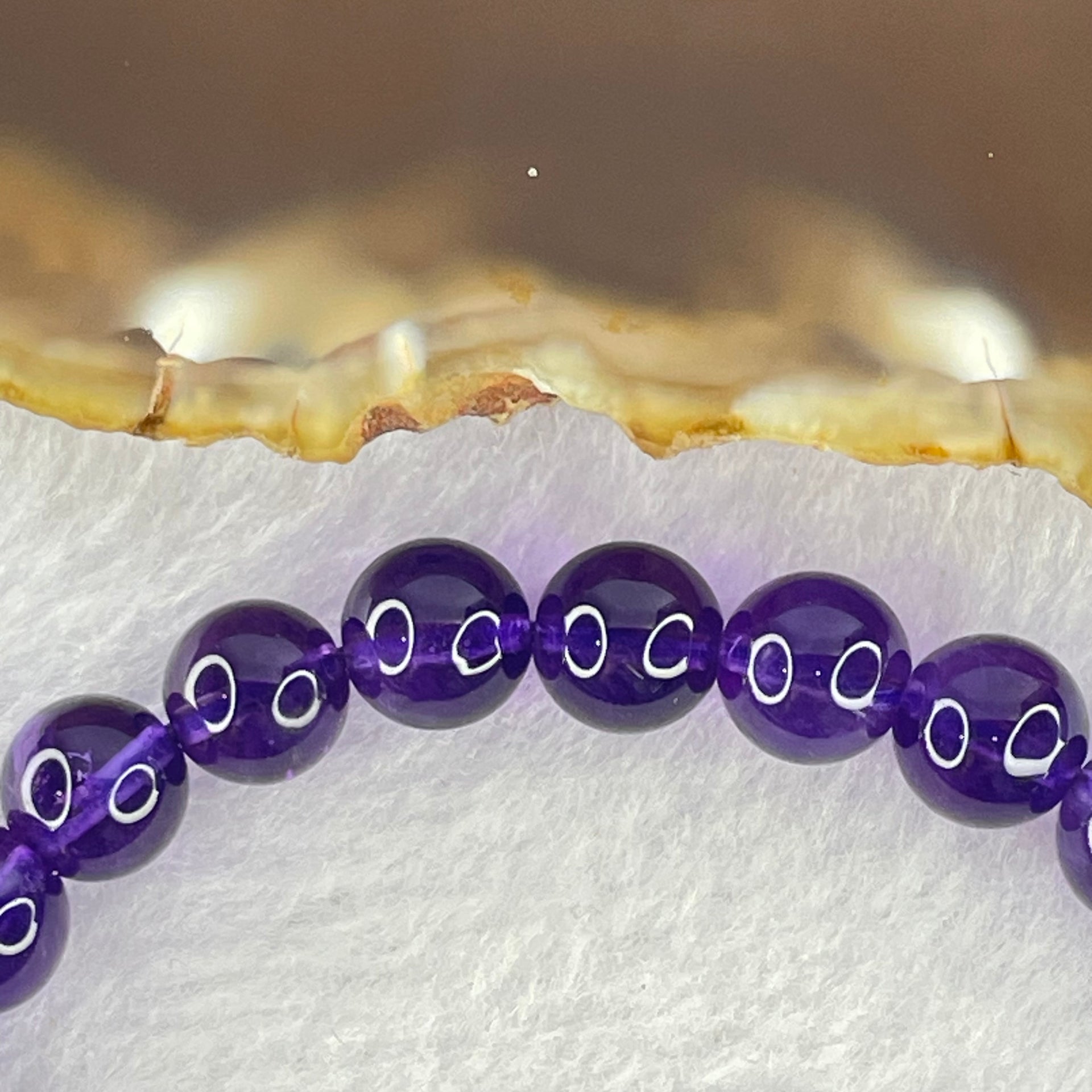 Very Good Grade Natural Amethyst Bracelet 18.35g 16cm 8.4mm 24 Beads - Huangs Jadeite and Jewelry Pte Ltd