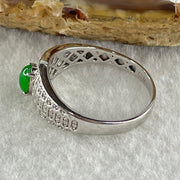 Type A Natural Light Apple Green Jadeite on 18K White Gold and Diamond Ring 2.73g 5.1 by 3.6 by 2.5mm US 7.4 HK 16.4 - Huangs Jadeite and Jewelry Pte Ltd