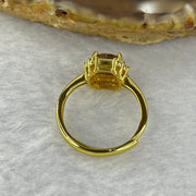 Natural Golden Rutilated Quartz in 925 Sliver Ring (Gold Color) 1.90g 5.8 by 3.5 mm Adjustable Size - Huangs Jadeite and Jewelry Pte Ltd