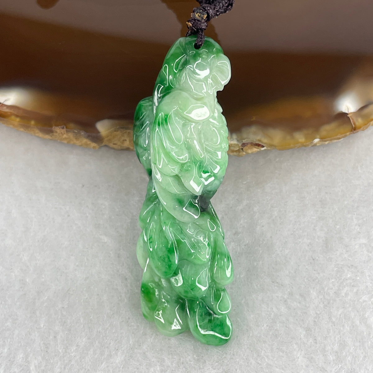Natural Type A Green with Spicy Green Jadeite Brave Bird Pendant | Visionary Courage & Heart Chakra Vitality (14.10g | 50.5x16.2x14.2mm)