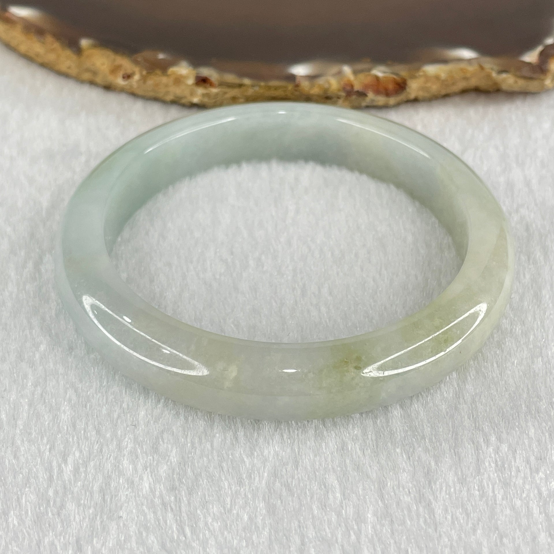 Type A Light Blueish green with Faint Green Jadeite Bangle 49.90g Internal Diameter 57.1mm 11.5 by 8.5mm (Very Slight Internal Lines) - Huangs Jadeite and Jewelry Pte Ltd