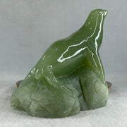 Natural Green Serpentine Seal Display 1,061.1g 132.0 by 88.0 by 123.0mm - Huangs Jadeite and Jewelry Pte Ltd