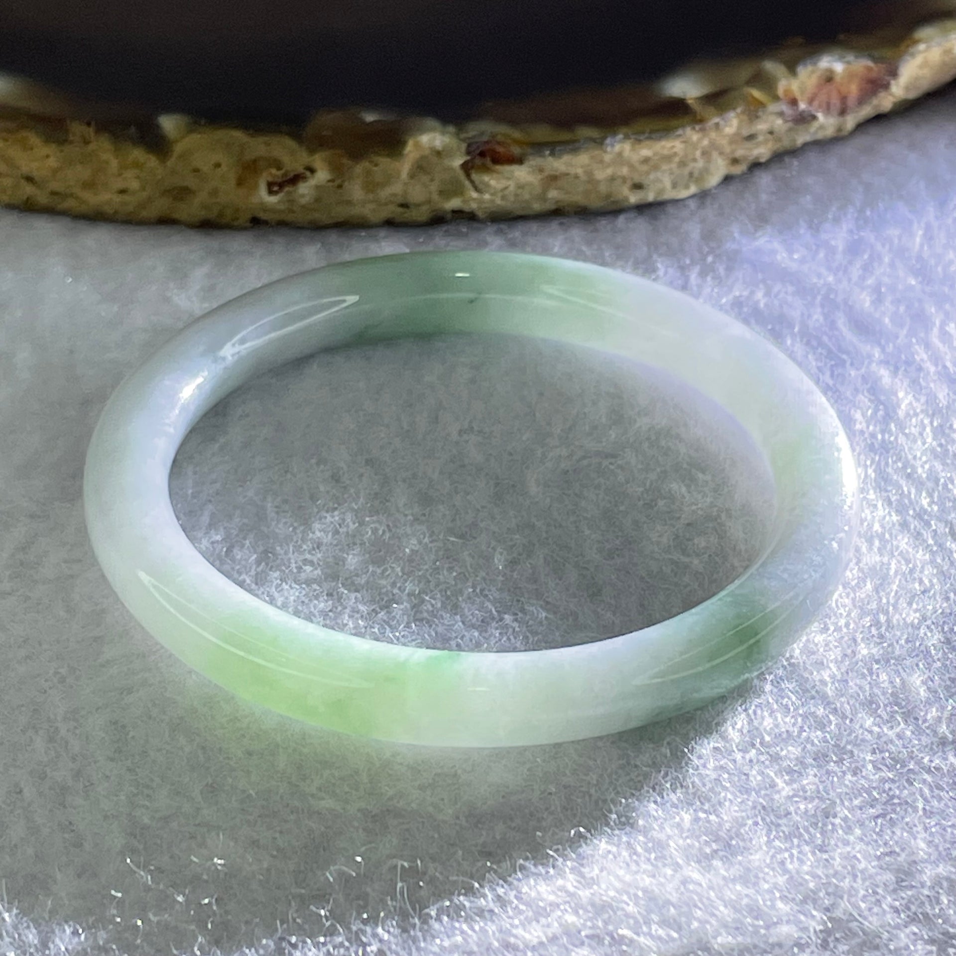 Type A Lavender and Green Jadeite Bangle Internal Diameter 44.0mm 15.58g 6.1 by 6.1mm (Very Very Fine Internal Line) - Huangs Jadeite and Jewelry Pte Ltd
