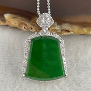 Natural Type A Omphacite Green Jadeite Wushipai Necklace in S925 Silver | (5.88g | 44cm S925 | 18.0 x 16.0 x 3.5mm | Unobstructed Peace & Supreme Protection Anchor, Feng Shui Prosperity & Executive Calm Necklace) - Huangs Jadeite and Jewelry Pte Ltd