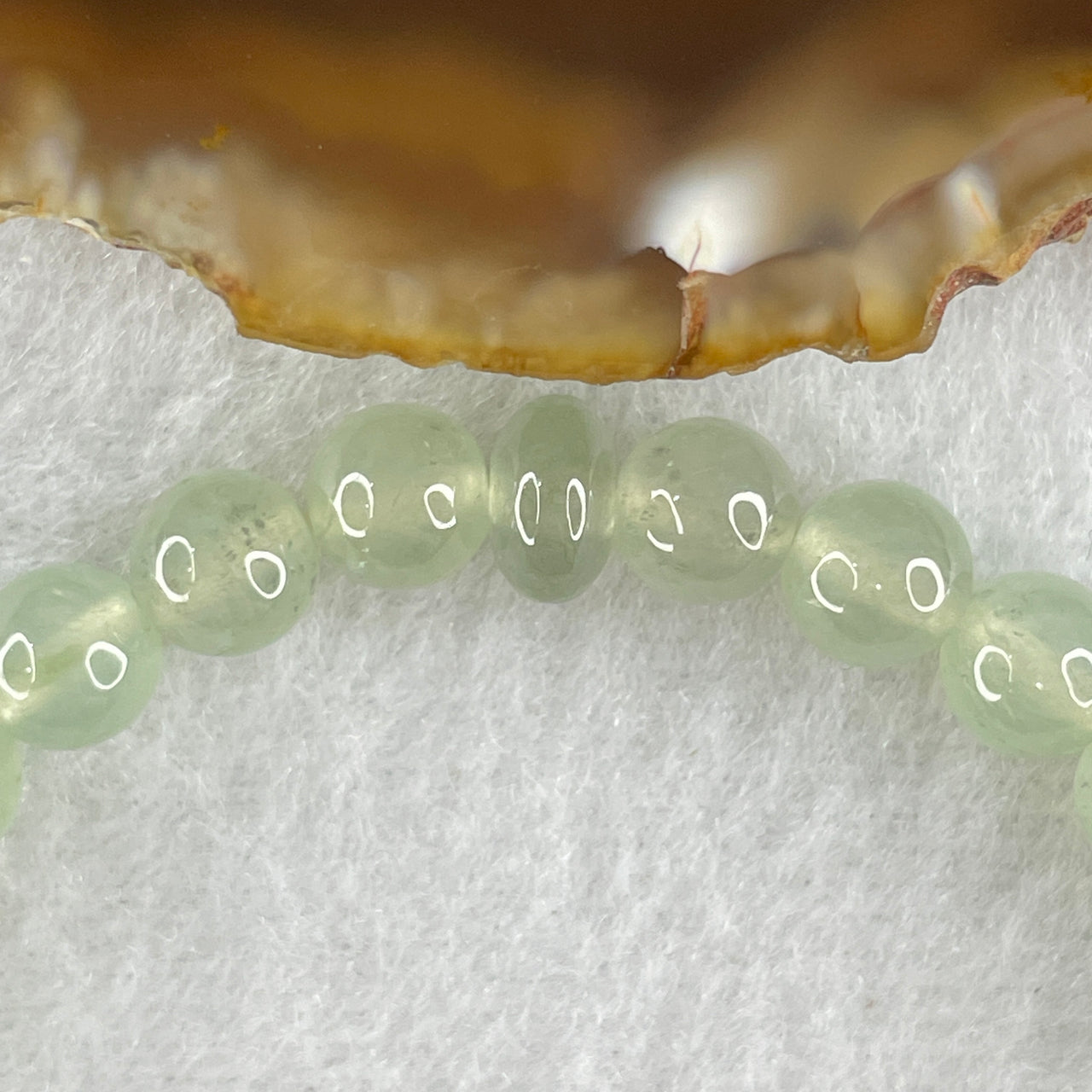 High Grade Natural Type A Icy Light Blueish Green Jadeite Beads Bracelet 14.91g 15.5cm 6.9mm 28 Beads