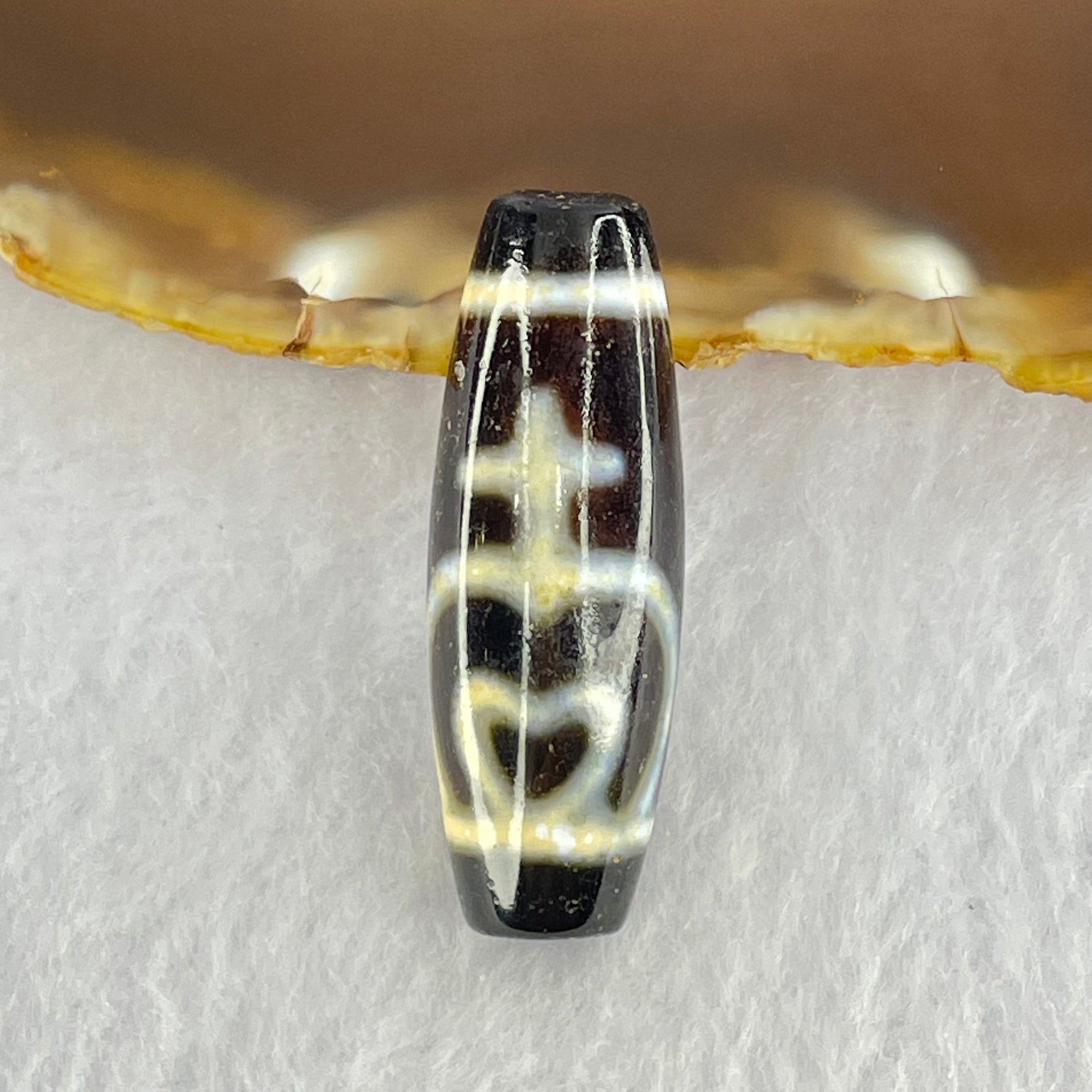 Natural Powerful Tibetan Old Oily Agate Double Nectar Vessel Dzi Bead Heavenly Master (Tian Zhu) 花蜜容器眼天珠 10.37g 39.3 by 13.5mm - Huangs Jadeite and Jewelry Pte Ltd