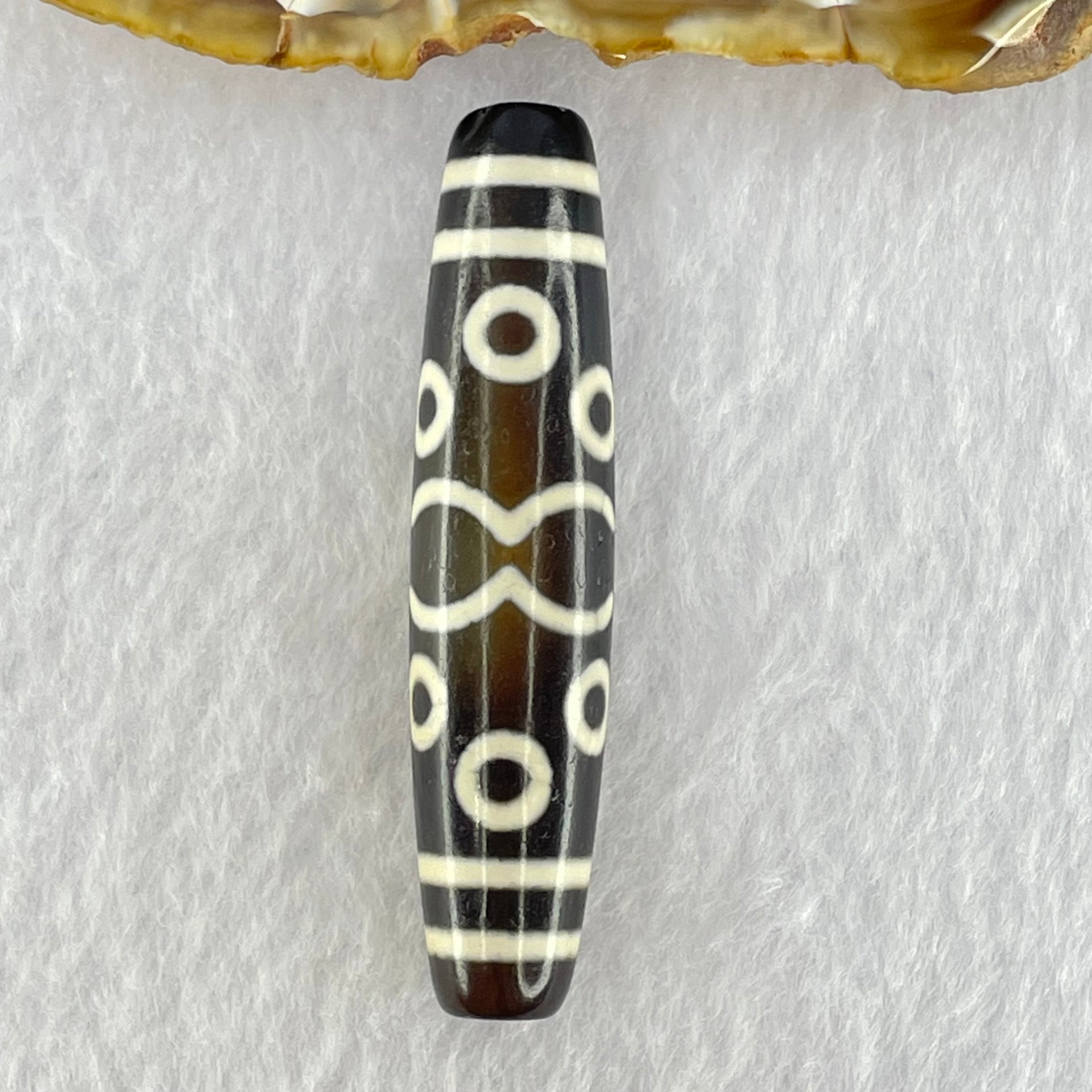 Natural Powerful Tibetan Old Oily Agate 11 Eyes Dzi Bead Heavenly Master (Tian Zhu) 十一眼天诛 15.10g 58.0 by 13.0mm - Huangs Jadeite and Jewelry Pte Ltd
