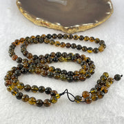 Natural Brownish Yellow Flower Medicine Amber Beads Necklace 26.96g 78cm 7.3mm - Huangs Jadeite and Jewelry Pte Ltd