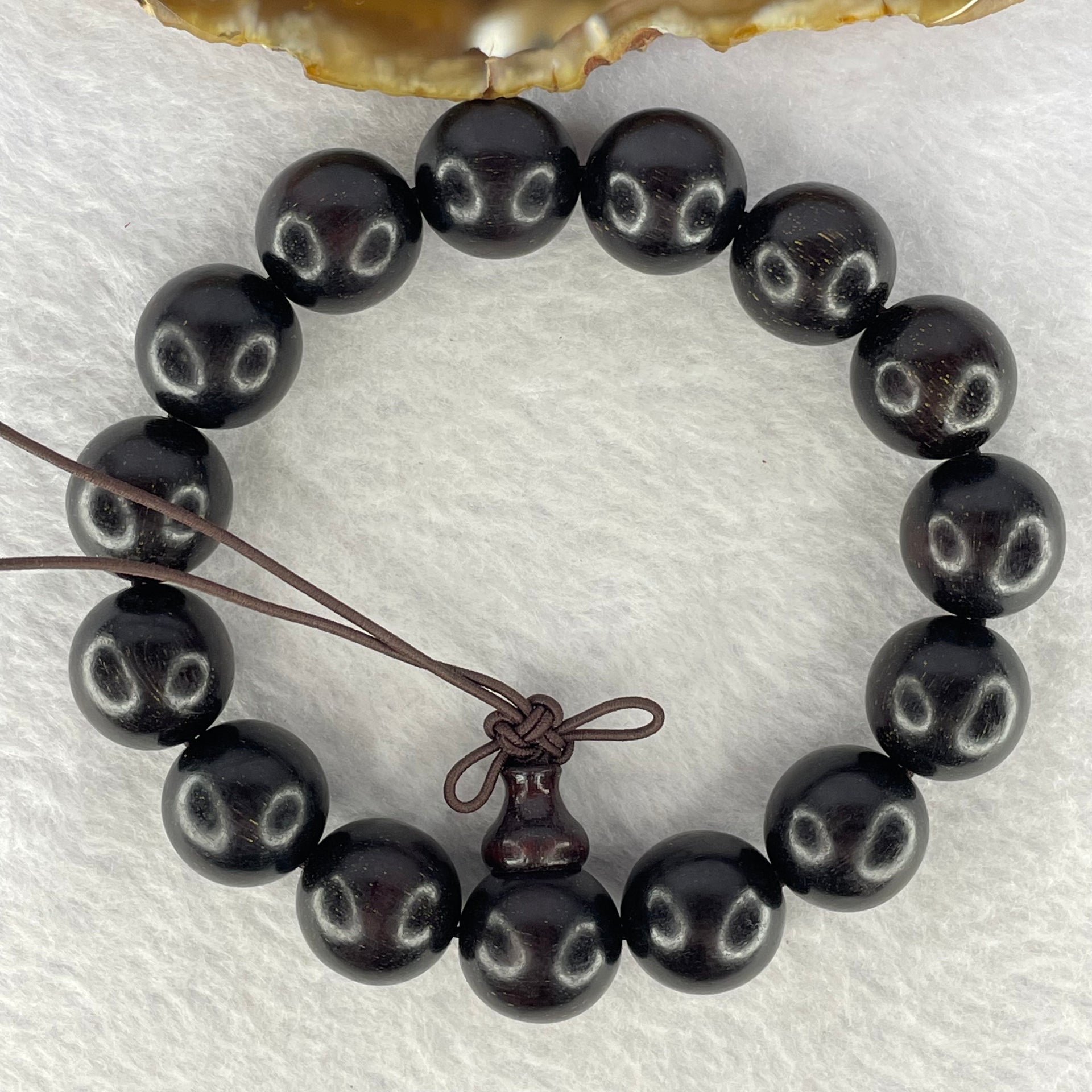 Natural India Zitan Sandalwood 小叶字檀木 Beads Bracelet Sinking Type 29.14g 14.8 mm 15 Beads - Huangs Jadeite and Jewelry Pte Ltd