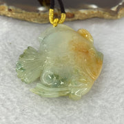Type A Green Yellow Red with Blueish Green Piao Hua Jadeite Angelfish Pendent 43.67g 51.0 by 45.5 by 13.8 mm - Huangs Jadeite and Jewelry Pte Ltd