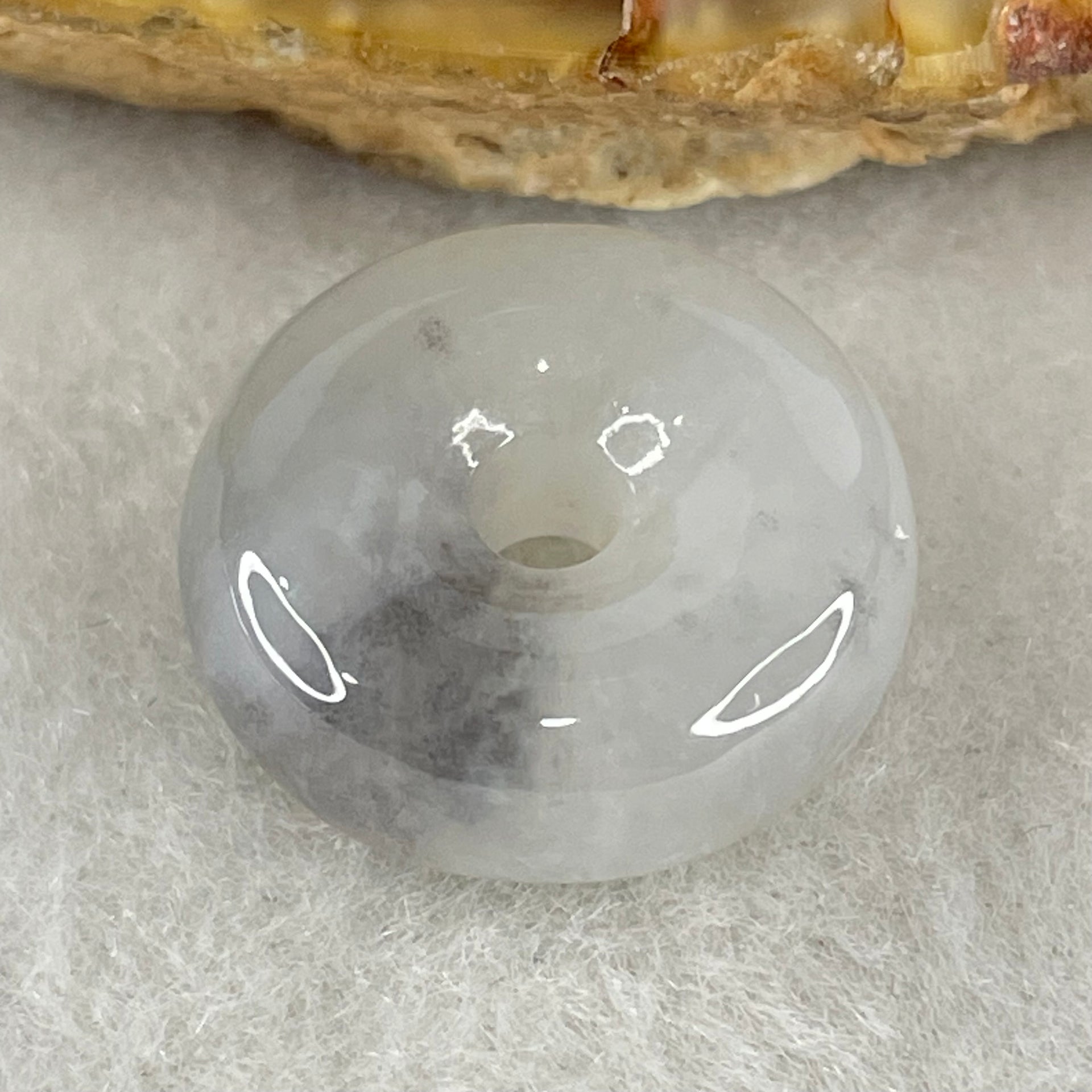 Type A Semi Icy Wuji Grey Jadeite Ping An Kou Donut Charm/Pendant 3.95g 16.7 by 6.8mm - Huangs Jadeite and Jewelry Pte Ltd